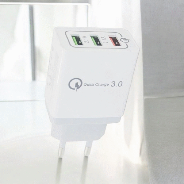 7809 Ficha Cargador Cel Rápida 3 USB