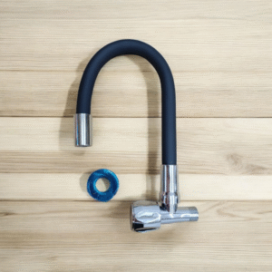 7698 Grifo Unitario Pared Flexible Liso Negro