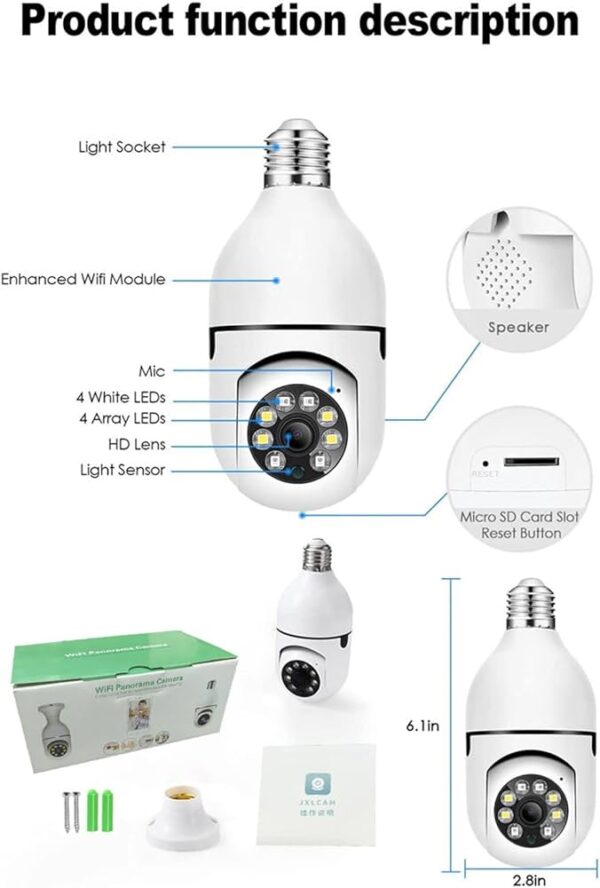 8010 Cámara de Seguridad Lámpara Wifi - Imagen 2