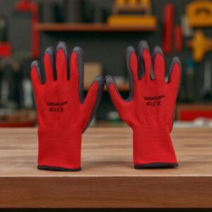 4552 Guantes de Trabajo Rojo y Negro WISEUP