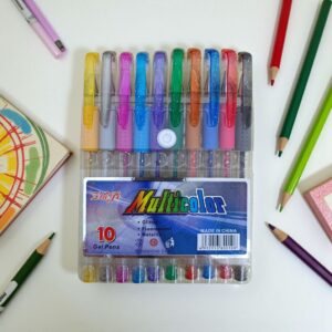 3902 Set de 10 lapiceras colores GEL, glitter, fluor