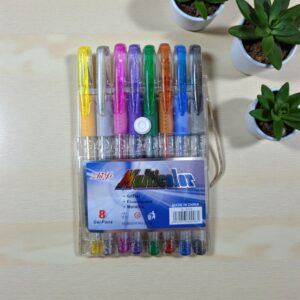 3901 Set de 8 lapiceras colores GEL, glitter, fluor