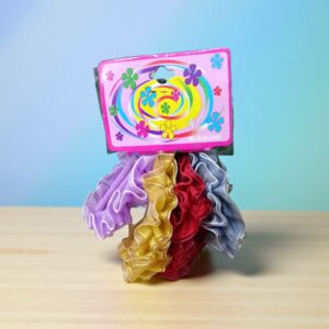 2678 Set 4 gomitas p/pelo voladitos colores 7cm