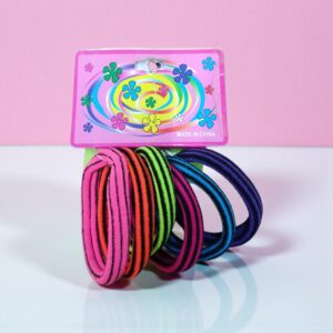 2914 Set 6 gomitas p/pelo colores rayas grandes 7,5cm (venta mínima 12 unidades)