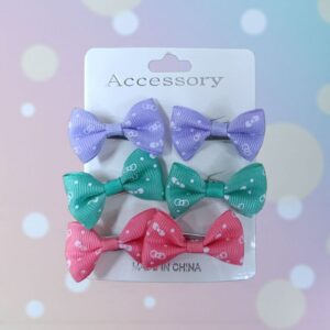 2941 Set 6 pinzas colores moños 2,5x1,5cm (venta mínima 12 unidades)