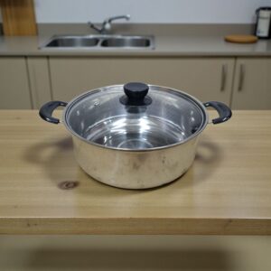 1318 Olla de Acero Inox. con tapa de vidrio 20cm