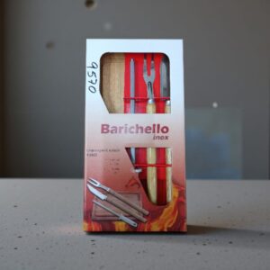 9570  Set de Tabla (31×21), Cuchilla (41cm), Pincho (41cm) y Chaira Para Parrilla (38cm) Barichello