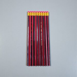 4075 Set de 10 Lápiz escolar rojo y negro con goma