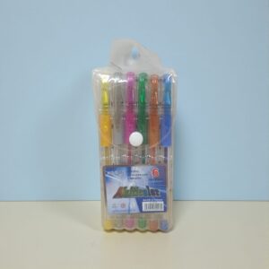 3900 Set de 6 lapiceras colores GEL glitter, fluor