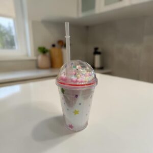 4318 Vaso de acrílico c/tapa rosca y sorbito Burbujas