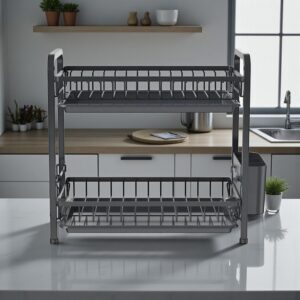 44975 Escurridor para Platos negro de Metal 2 están 40x42x26